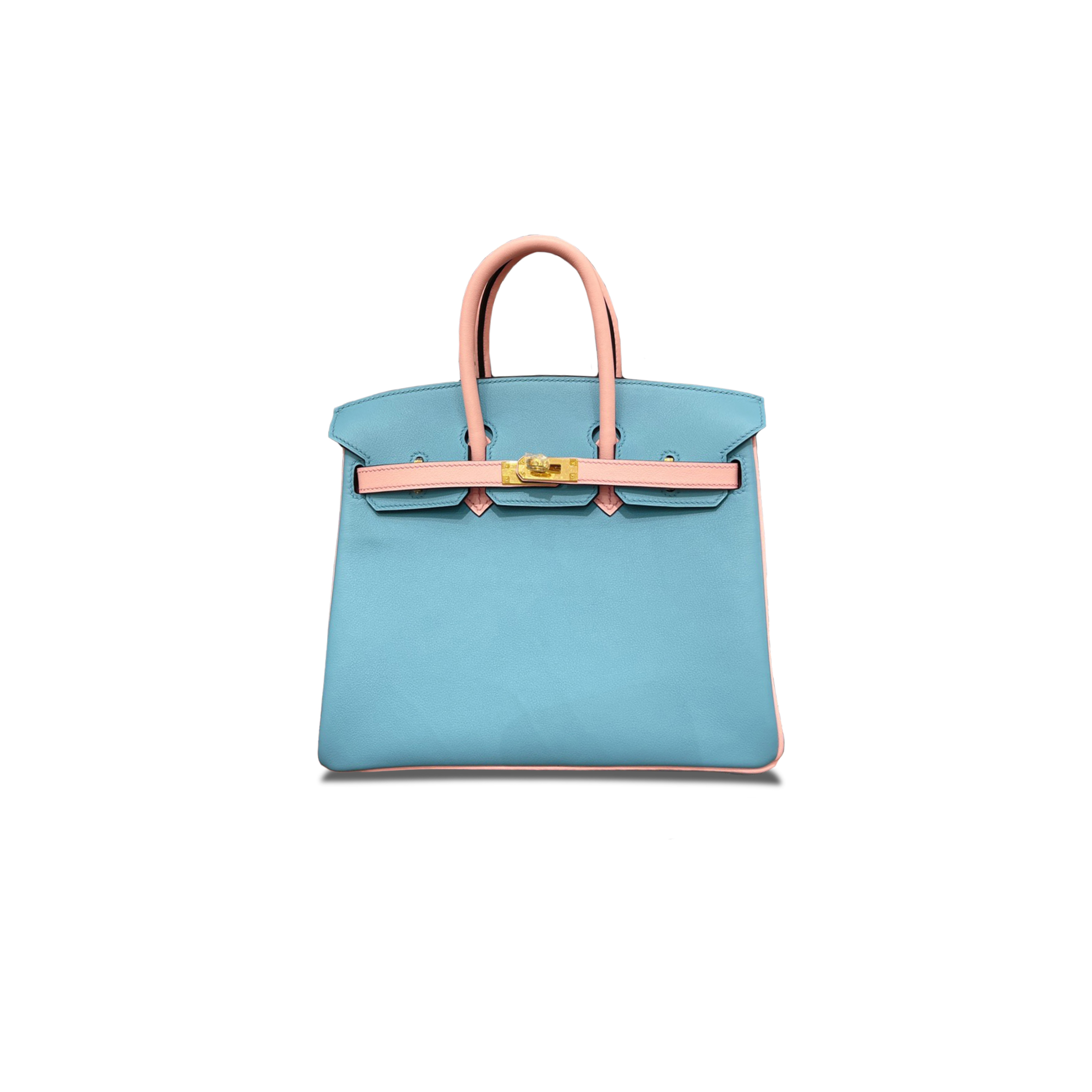 H**mes birkin 25 swift leather candy blue 3q pink gold buckle h049363ck04 (25*20*13cm)